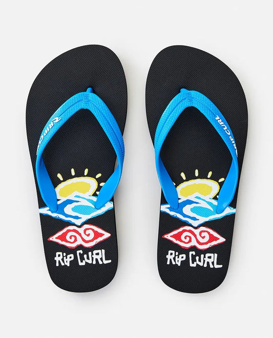 Rip Curl Painted Searcher Open Toe Boys Thong - Black
