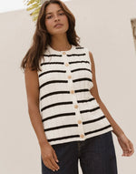 Betty Basics Nicollete Knit Vest - Black/White Stripe