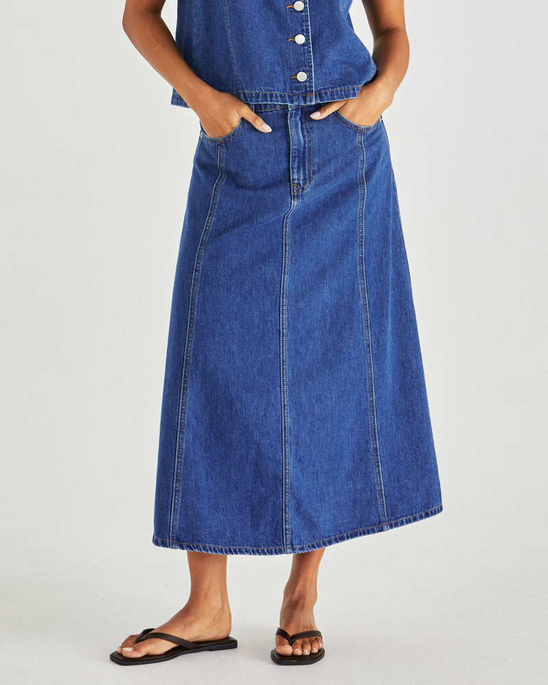Sass Sabine Denim Skirt - Mid Blue Wash