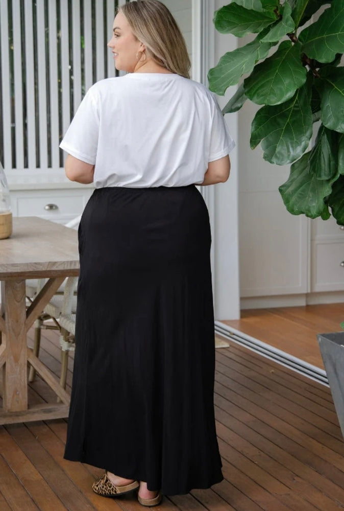 Bee Madison Bianca Bias Skirt - Black