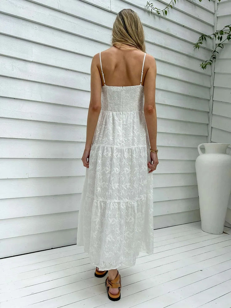 Mylk India Maxi Dress - White Anglaise