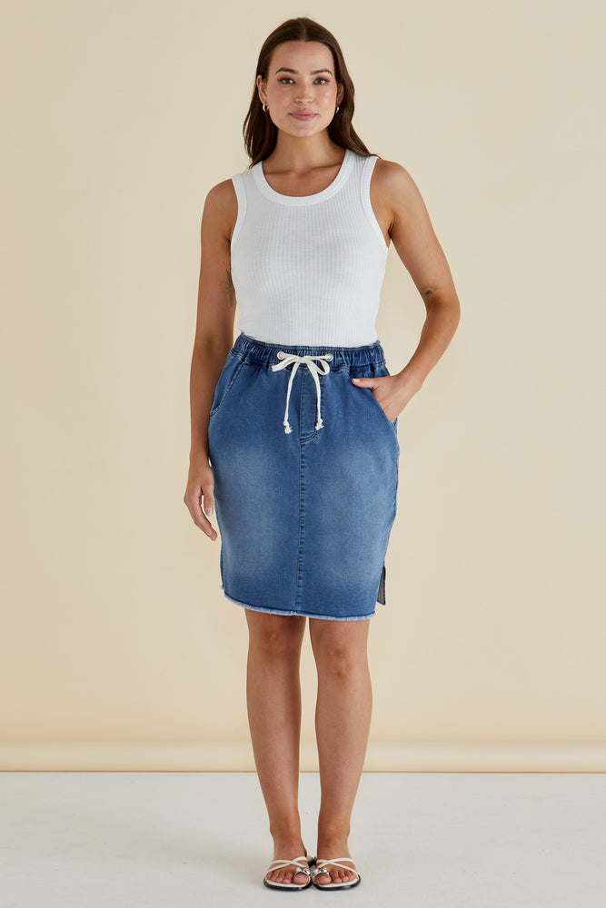Betty Basics Augie Denim Skirt - Denim Blue
