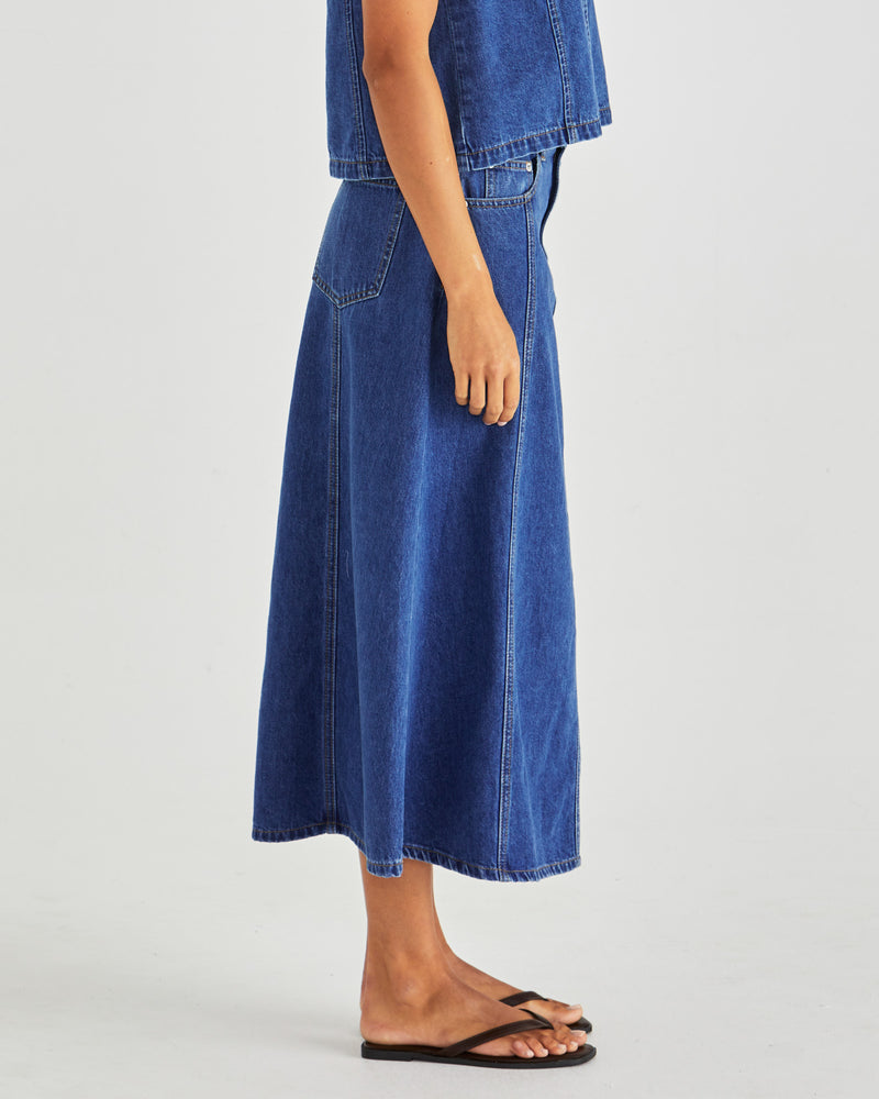 Sass Sabine Denim Skirt - Mid Blue Wash