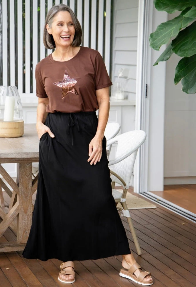 Bee Madison Bianca Bias Skirt - Black