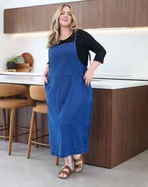 Freez Apron Dress Stretch Denim