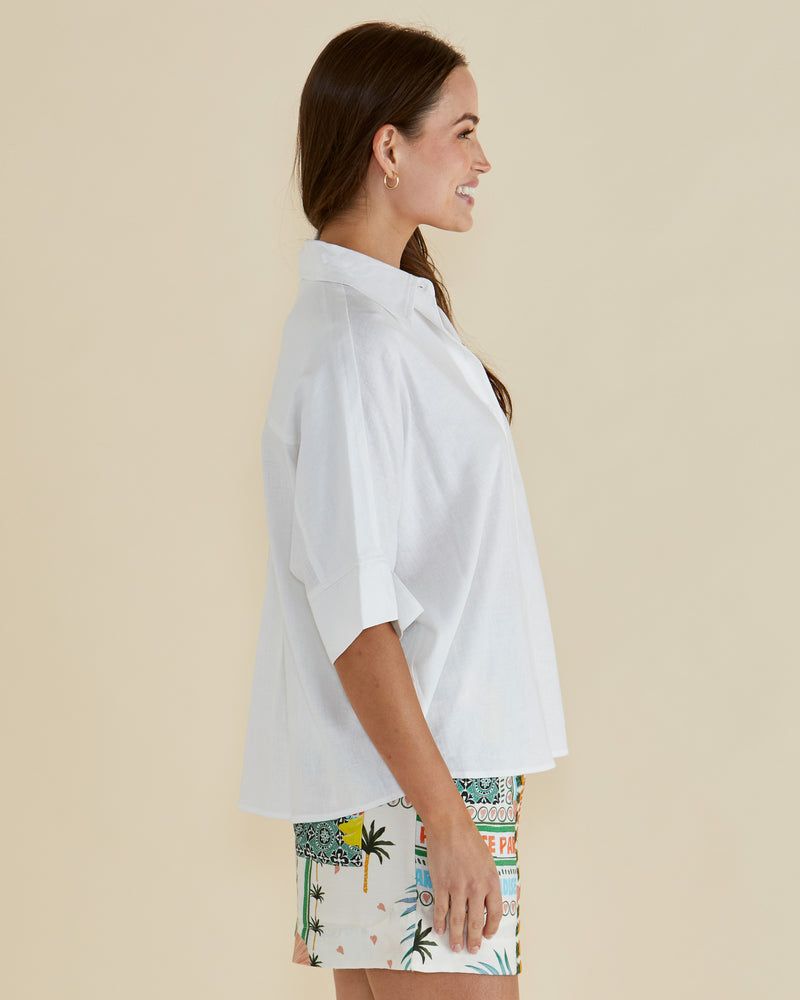 Betty Basics Lynwood Linen Shirt - White