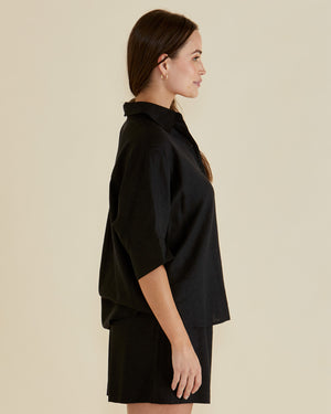 Betty Basics Lynwood Linen Shirt - Black