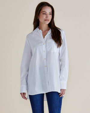 Betty Basics Shellie Poplin Shirt - White