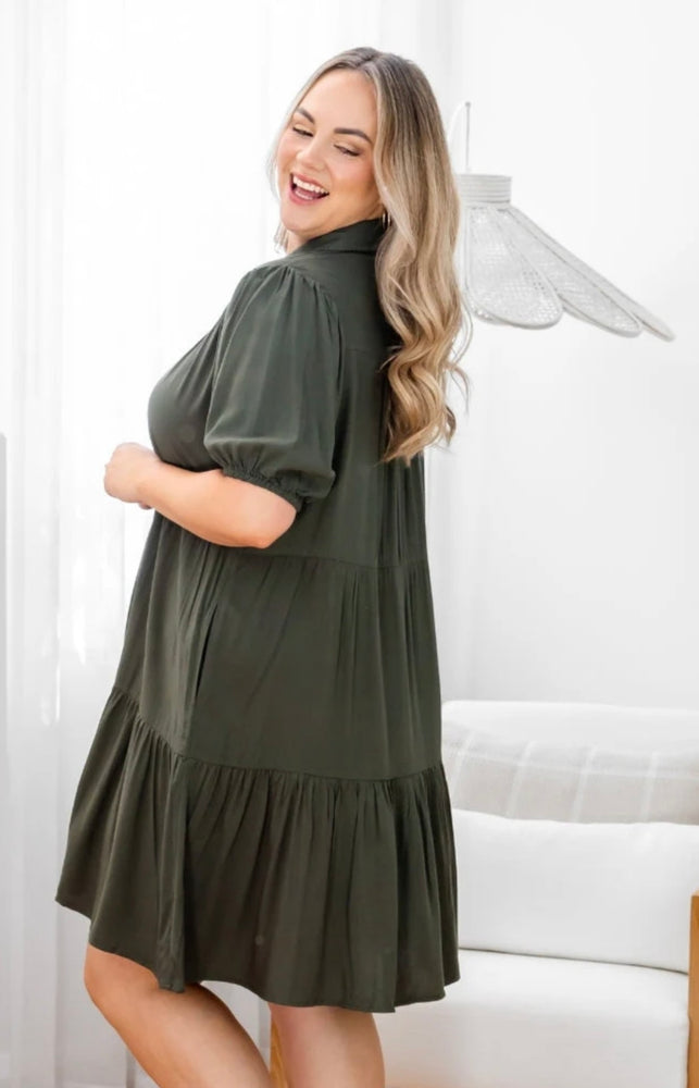 Bee Maddison Taylor Shirt Dress - Khaki