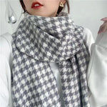 THS Grey Small Narrow Houndstooth Scarf