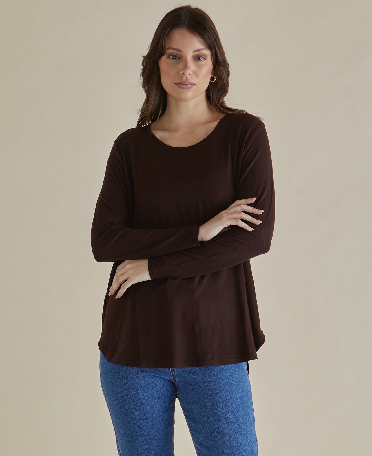Betty Basics Yasmin Long Sleeve Top - Chocolate