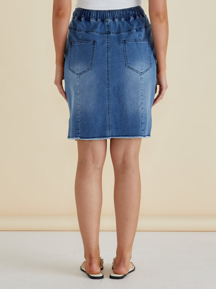Betty Basics Augie Denim Skirt - Denim Blue