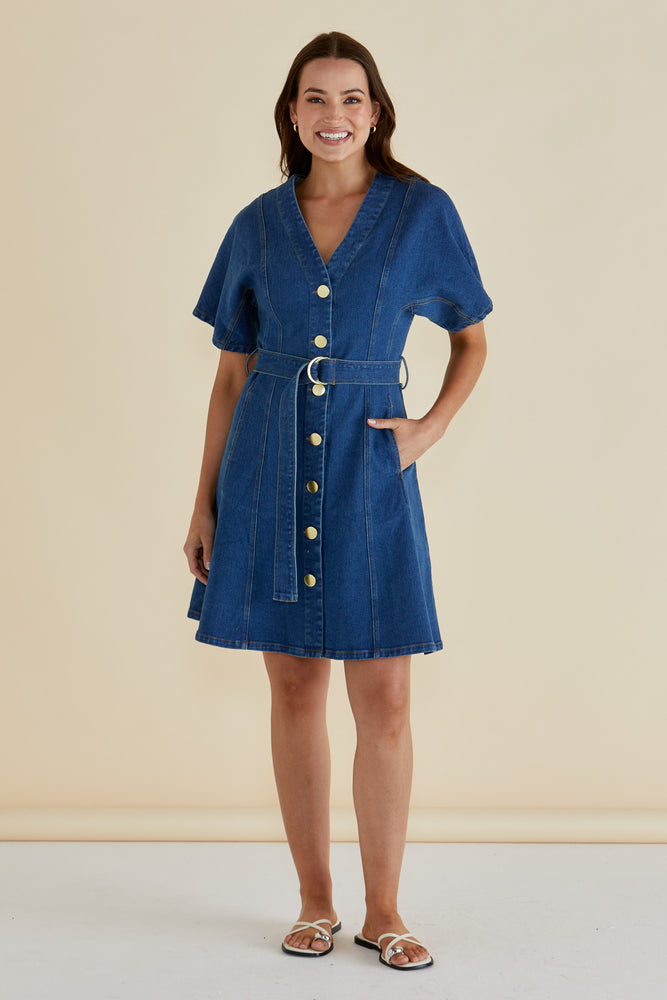 Betty Basics Fiori Denim Dress - Mid Wash