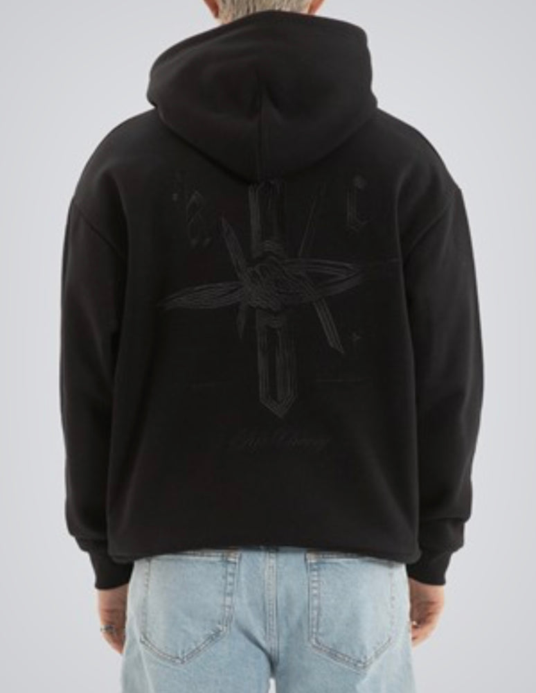 Kiss Chacey Chained Relaxed Hoodie - Jet Black