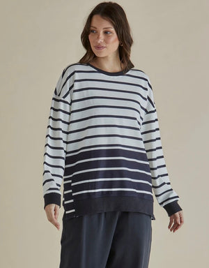 Betty Basics Easy Crew Sweat - Black/White Stripe