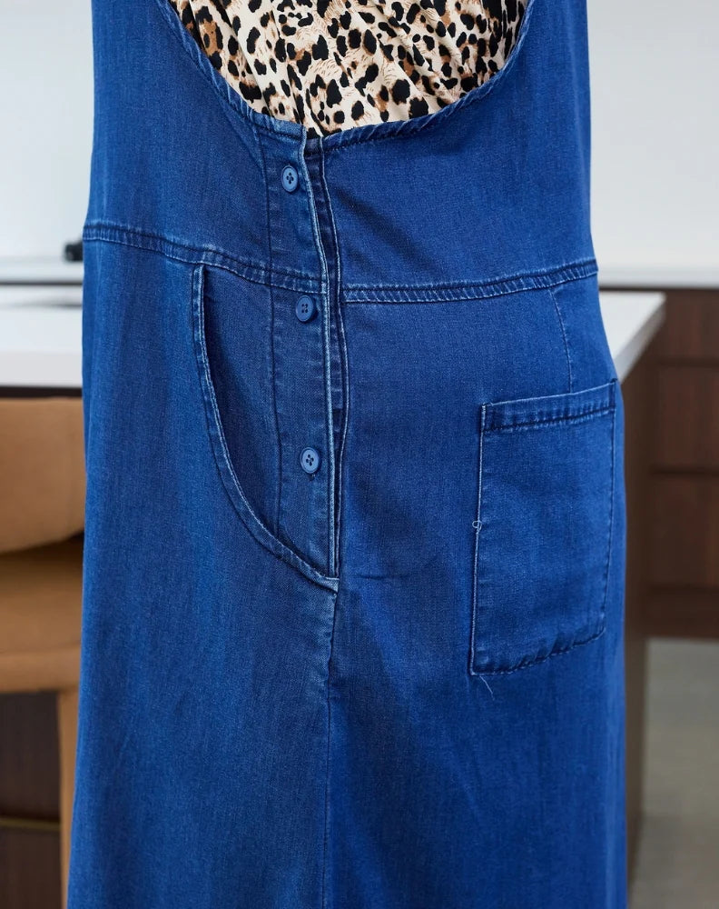 Freez Apron Dress Stretch Denim