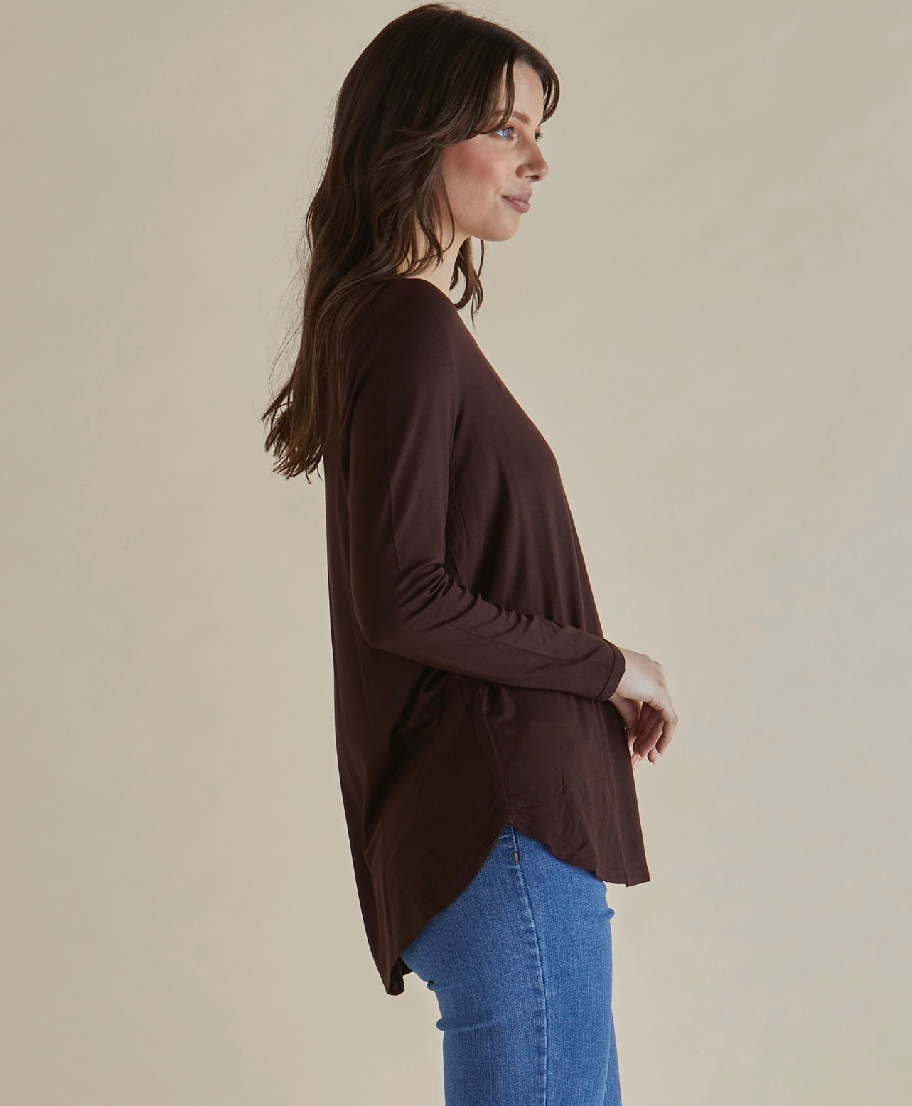Betty Basics Yasmin Long Sleeve Top - Chocolate