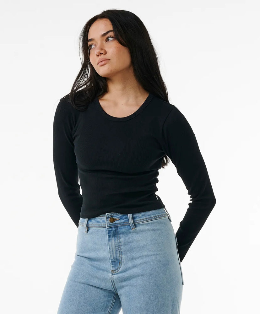 Rip Curl Classic Ribbed L/S Tee - Black