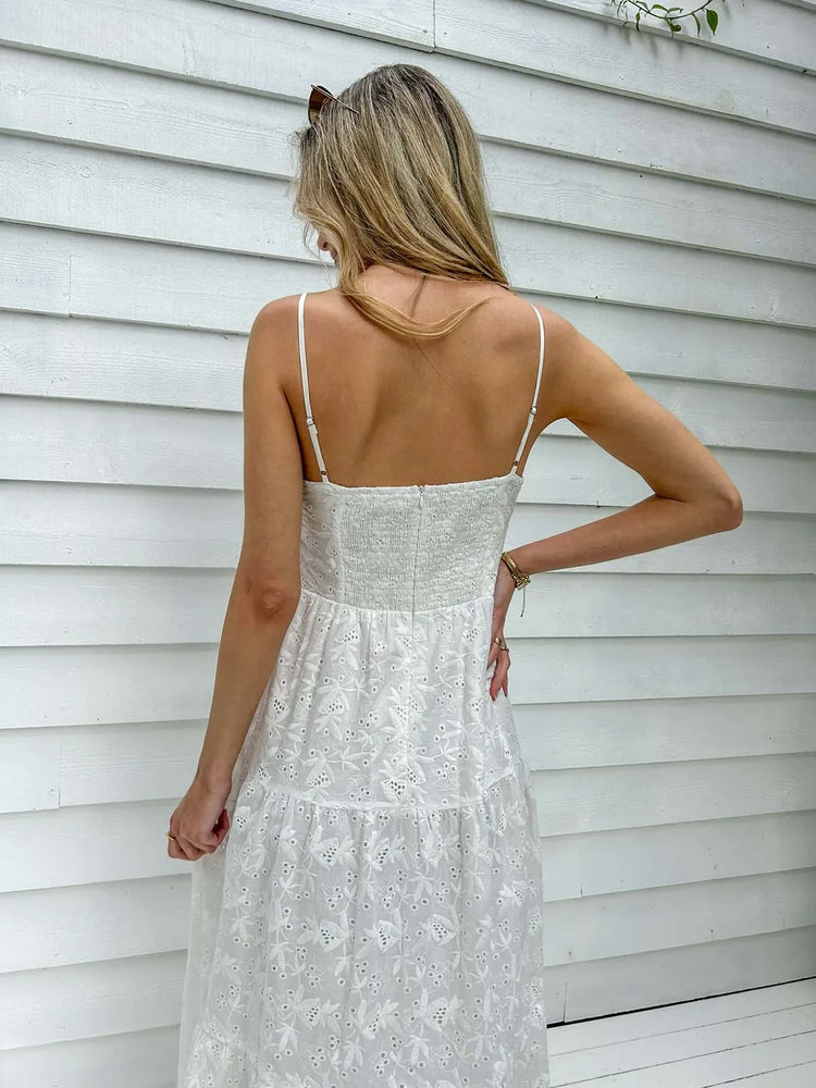 Mylk India Maxi Dress - White Anglaise