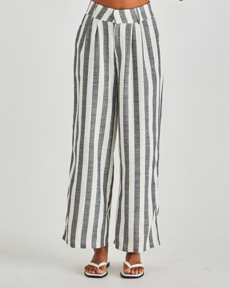 Sass Nevada Pant - Cream Black Stripe