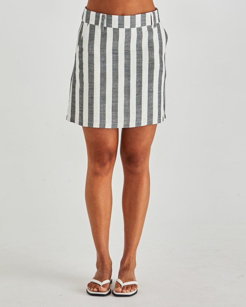 Sass Nevada Skirt - Cream Black Stripe