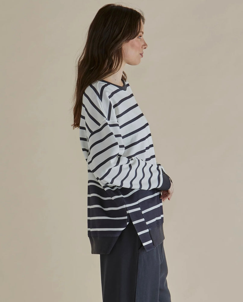 Betty Basics Easy Crew Sweat - Black/White Stripe