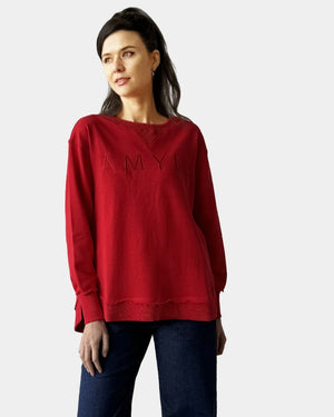 Amyic Embroidered Sweatshirt - Red
