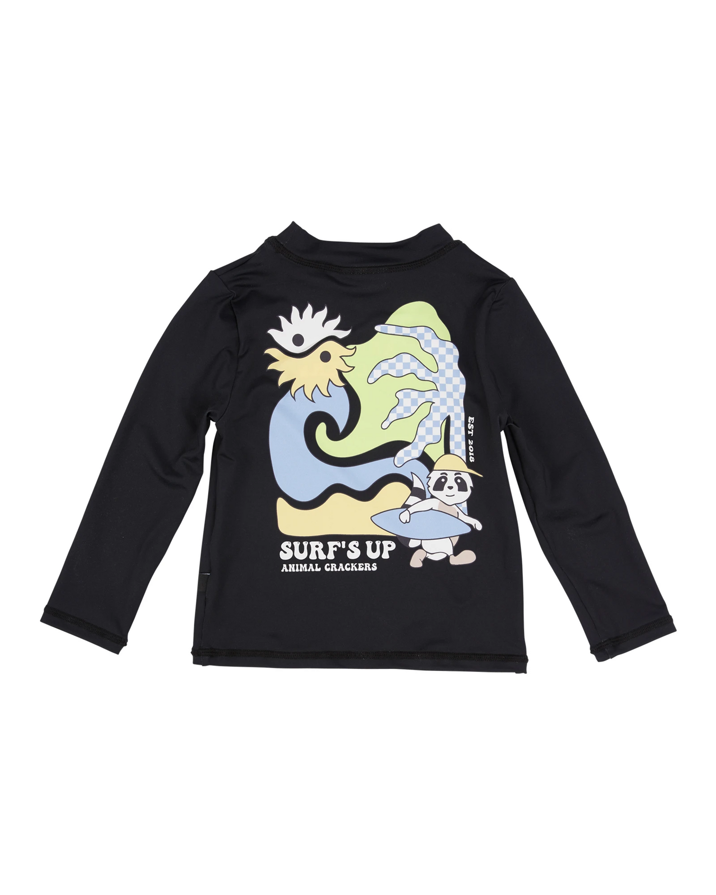 Animal Crackers Surfs Up Rashie - Black
