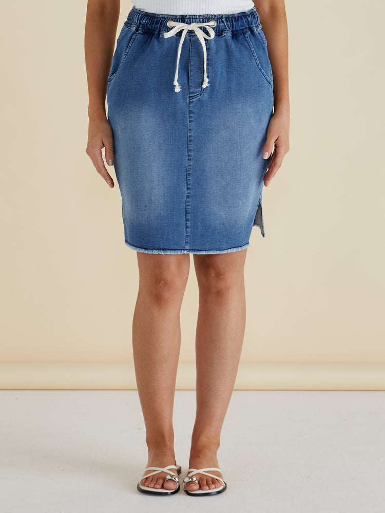 Betty Basics Augie Denim Skirt - Denim Blue