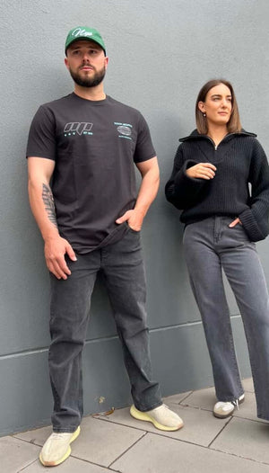 Nena & Pasadena Mighty Dual Curved Tee - Jet Black