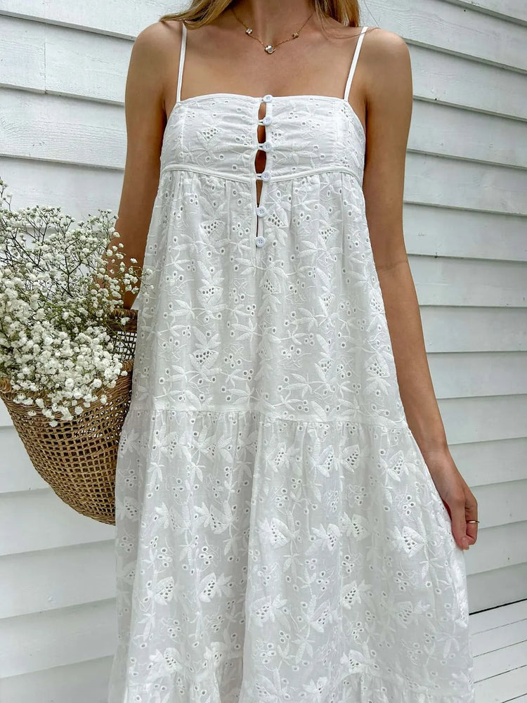 Mylk India Maxi Dress - White Anglaise