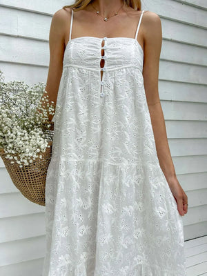 Mylk India Maxi Dress - White Anglaise
