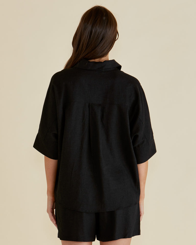 Betty Basics Lynwood Linen Shirt - Black