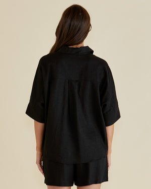 Betty Basics Lynwood Linen Shirt - Black