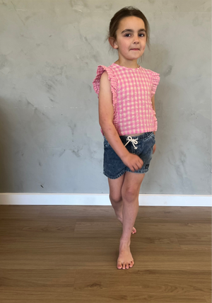 Animal Crackers Picnic Top - Pink Check