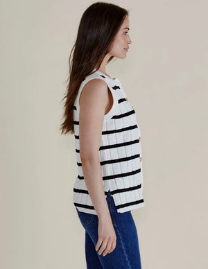Betty Basics Nicollete Knit Vest - Black/White Stripe