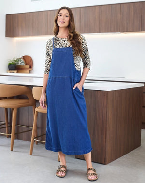 Freez Apron Dress Stretch Denim