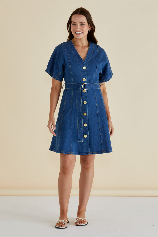 Betty Basics Fiori Denim Dress - Mid Wash