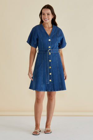 Betty Basics Fiori Denim Dress - Mid Wash