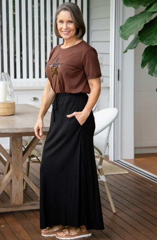 Bee Madison Bianca Bias Skirt - Black