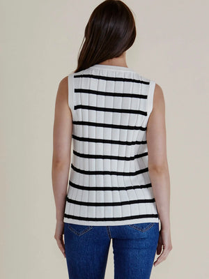 Betty Basics Nicollete Knit Vest - Black/White Stripe