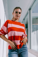 Brady Bunch Stripe Knit - Red/Pink