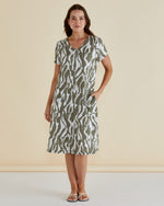 Betty Basics Elwood Dress - Olive Geometric Print