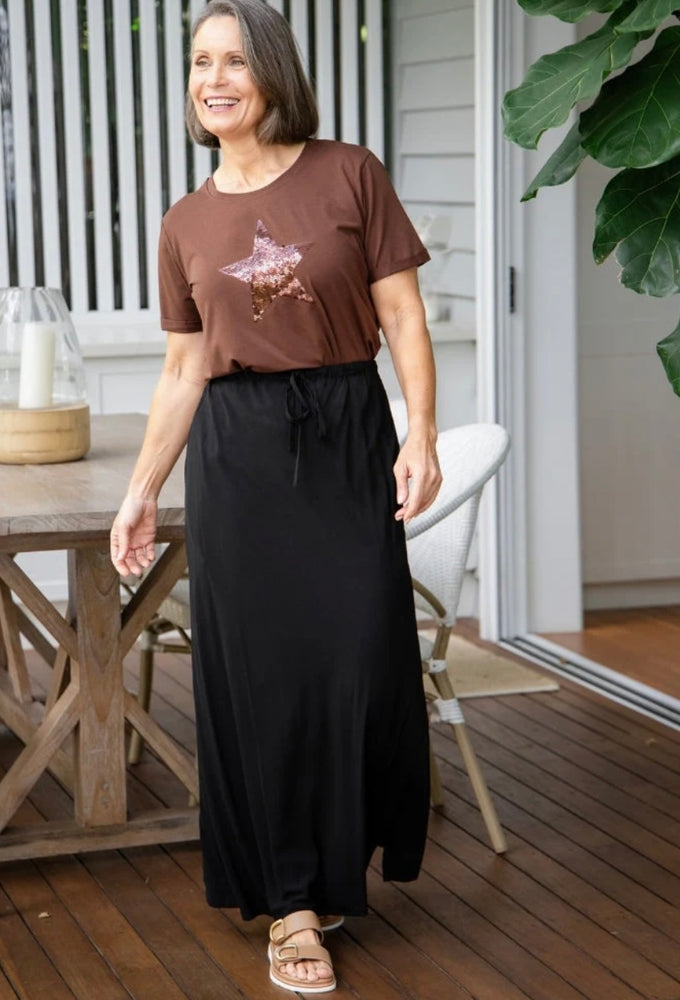 Bee Madison Bianca Bias Skirt - Black