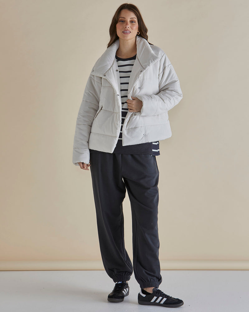 Betty Basics Presley Puffer Jacket - Pearl Beige