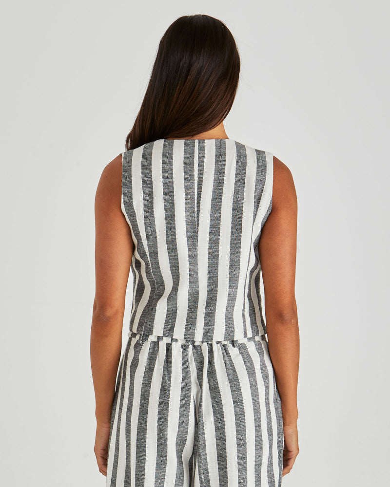 Sass Nevada Vest - Cream Black Stripe
