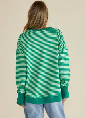Betty Basics Cove Sweat - Green Stripe