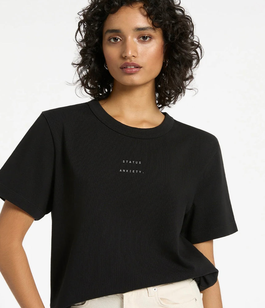 Status Anxiety Feels Right Logo - Women's Tee - Soft Black