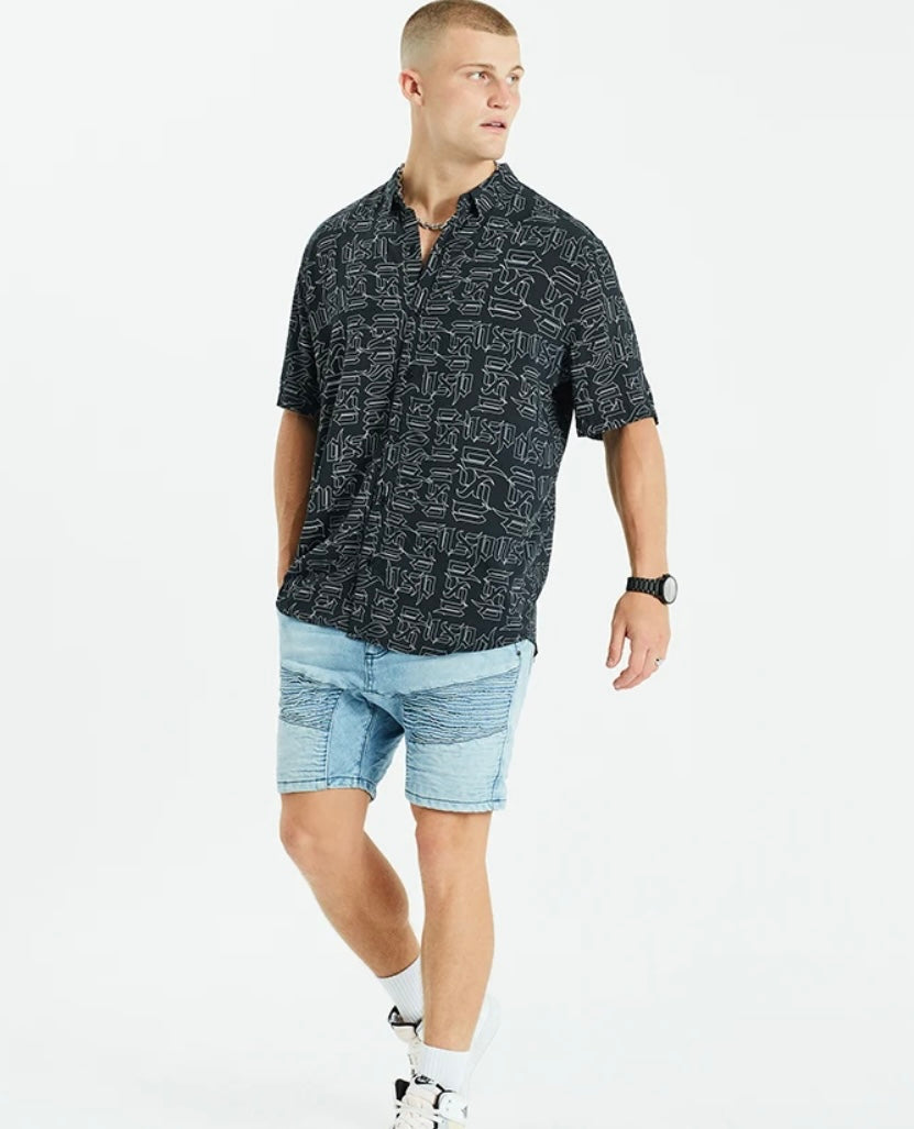 Nena and Pasadena Criminalisation Relaxed SS Shirt- Black Print