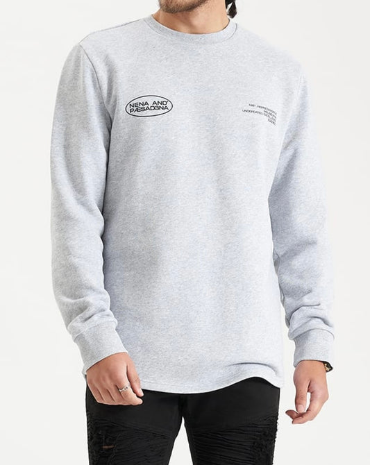 Nena and Pasadena Dead Draw Dual Curved Sweater- Grey Marle